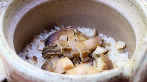 《旬の食材》鮑御飯をご用意しております